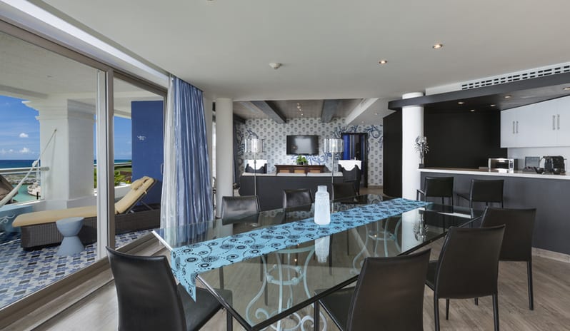 HEAVEN AT RIVIERA MAYA TWO BEDROOM ROCK SUITE OCEAN FRONT ROOFTOP LOUNGE DINING ROOM